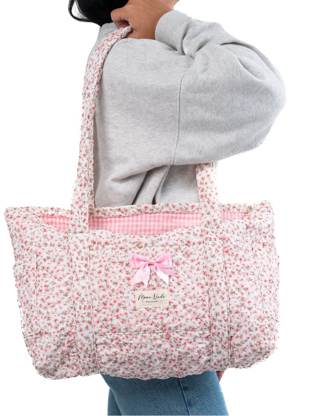 Moon Nude Floral Peony Tote Bag
